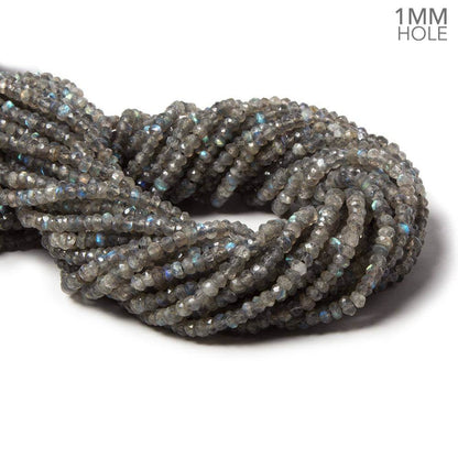 1mm hole Labradorite Faceted Rondelles 3.5-4mm dia. 13.5 inch 127 beads