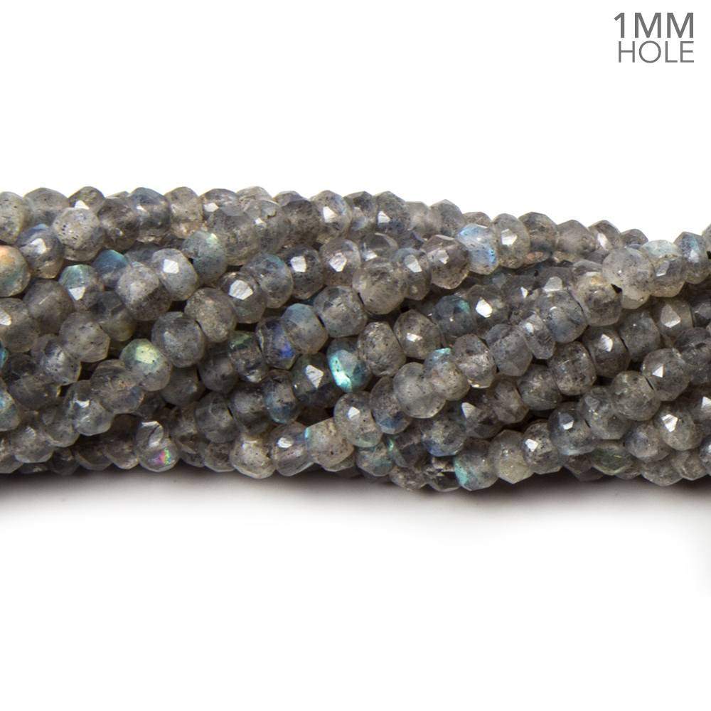 1mm hole Labradorite Faceted Rondelles 3.5-4mm dia. 13.5 inch 127 beads