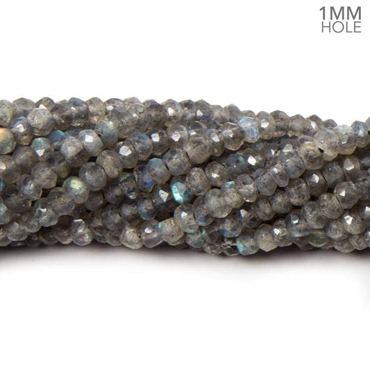 1mm hole Labradorite Faceted Rondelles 3.5-4mm dia. 13.5 inch 127 beads