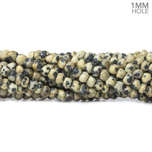 3.5-4mm Dalmatian Jasper Faceted Rondelles 13.5 inch 125 Beads 1mm Large Hole