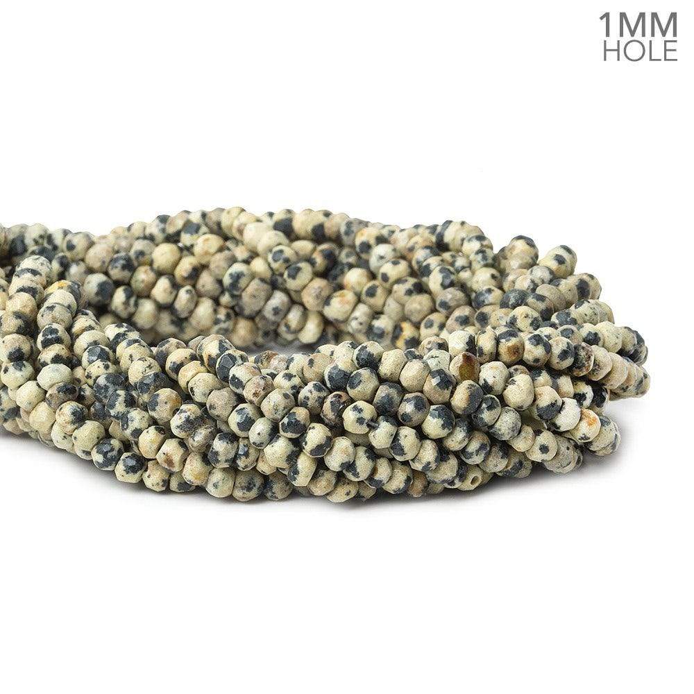 3.5-4mm Dalmatian Jasper Faceted Rondelles 13.5 inch 125 Beads 1mm Large Hole