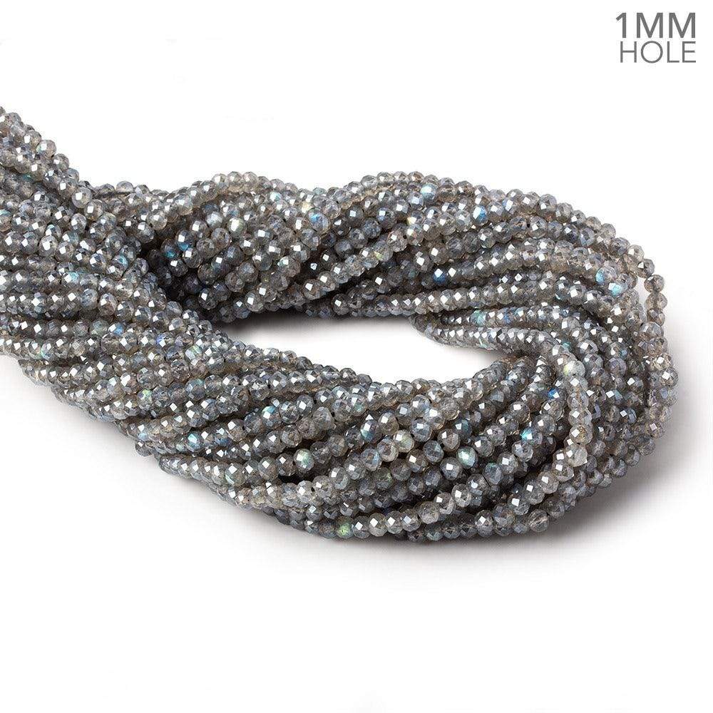 1mm hole Metallic Labradorite Micro Faceted Rondelles 3.5mm dia. 115 beads AAA