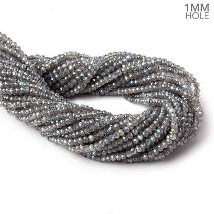 1mm hole Metallic Labradorite Micro Faceted Rondelles 3.5mm dia. 115 beads AAA
