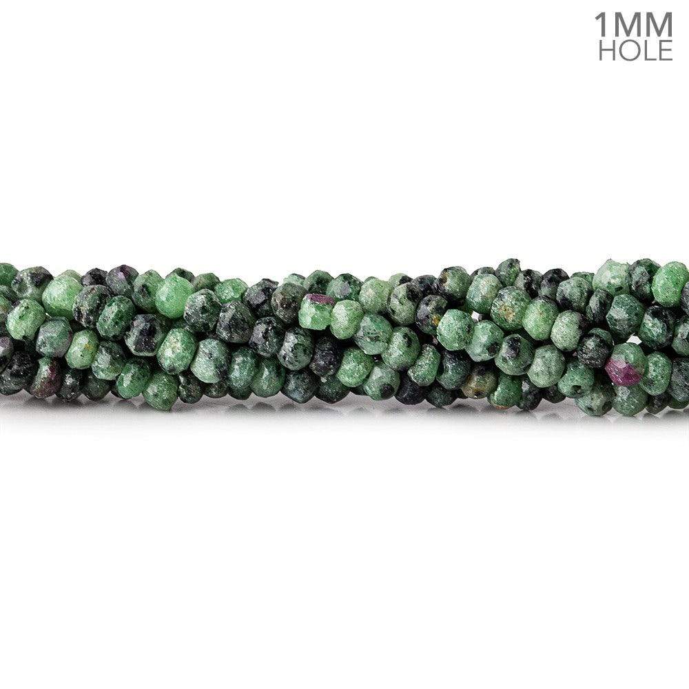 1mm hole Ruby in Zoisite Faceted Rondelles 3.5-4mm dia. 128 beads