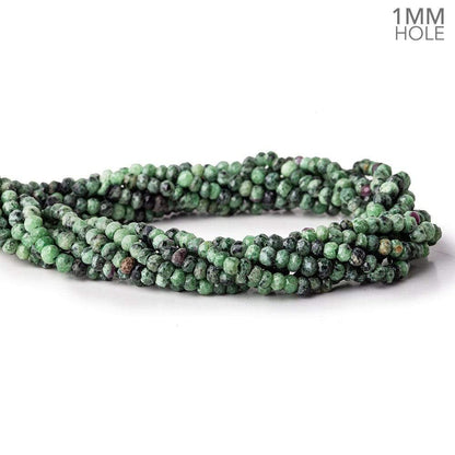 1mm hole Ruby in Zoisite Faceted Rondelles 3.5-4mm dia. 128 beads