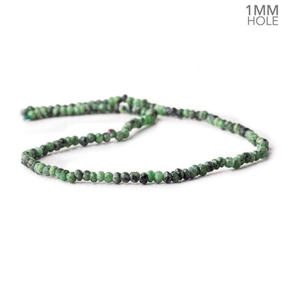 1mm hole Ruby in Zoisite Faceted Rondelles 3.5-4mm dia. 128 beads