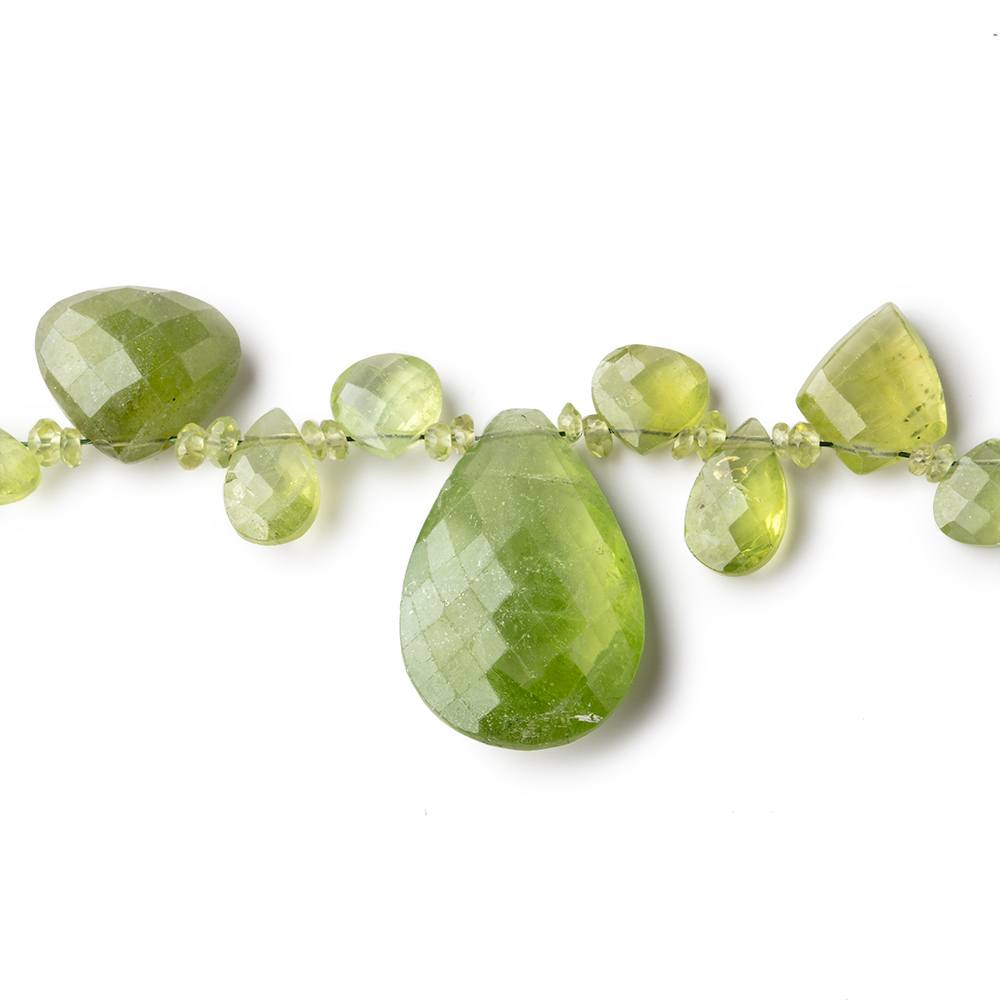 2-22x15mm Peridot Multiple Shape Beads 16 inch 160 pieces