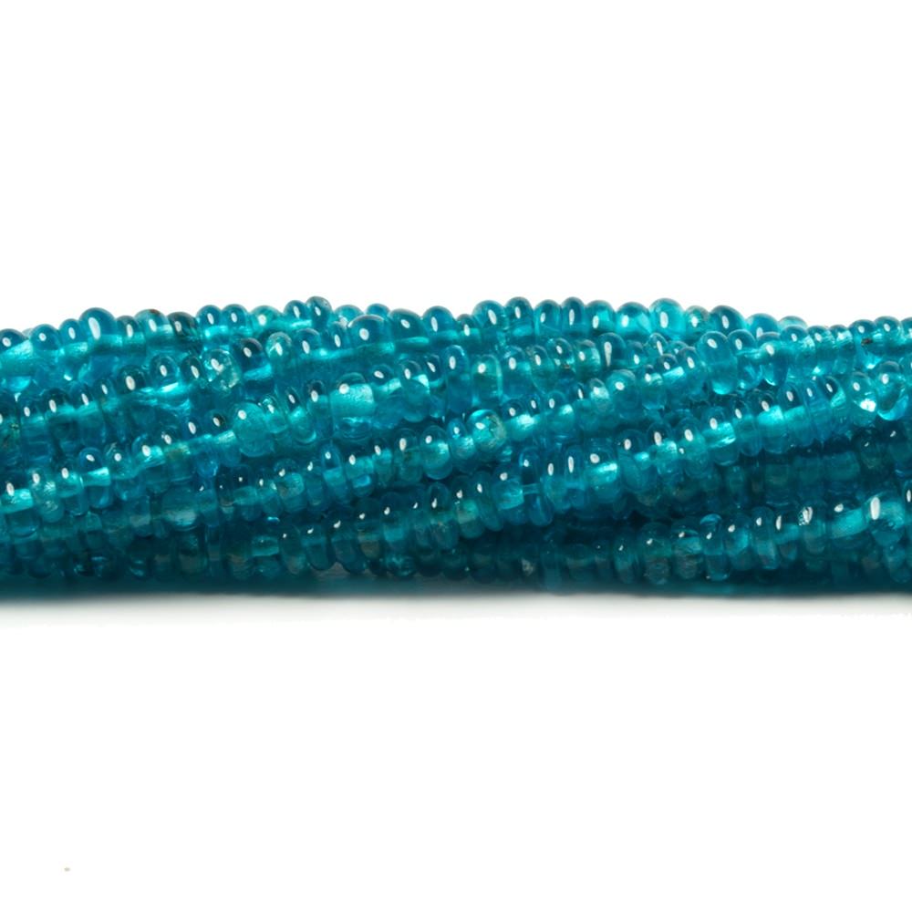 2-3mm Neon Blue Apatite unfaceted rondelle 13 inch 256 Beads