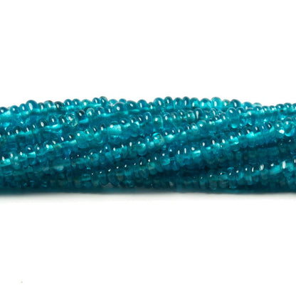 2-3mm Neon Blue Apatite unfaceted rondelle 13 inch 256 Beads