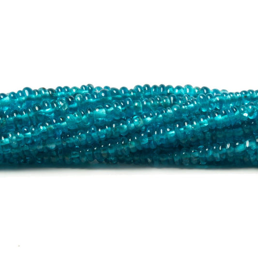 2-3mm Neon Blue Apatite unfaceted rondelle 13 inch 256 Beads
