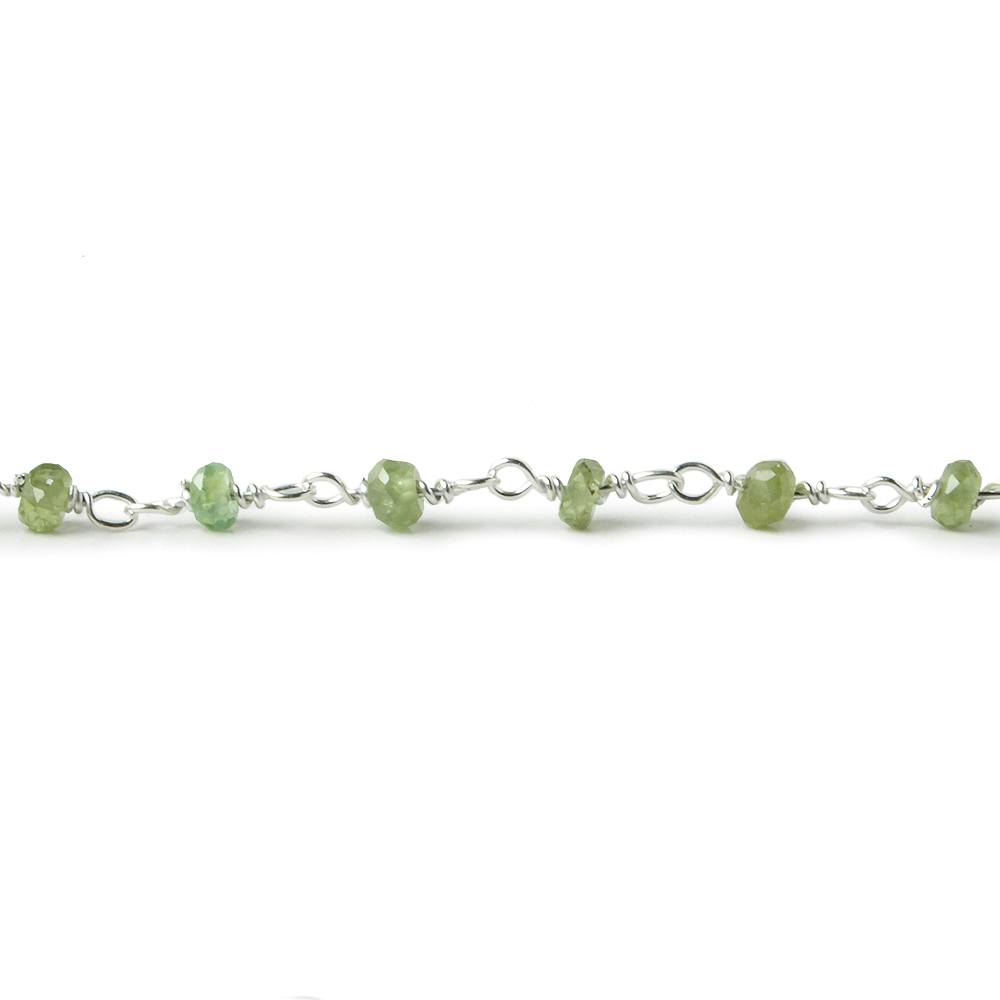 2-3mm Tsavorite Garnet Faceted Rondelle with Sterling Silver Chain by foot 43 pieces