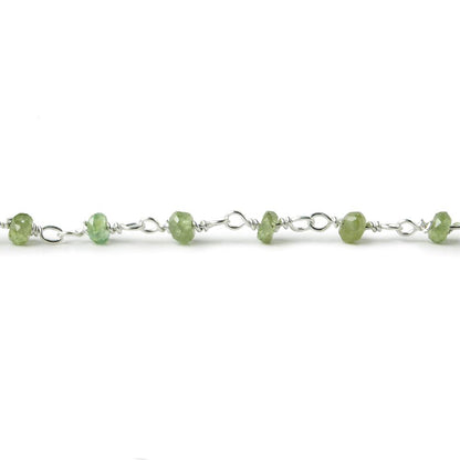 2-3mm Tsavorite Garnet Faceted Rondelle with Sterling Silver Chain by foot 43 pieces