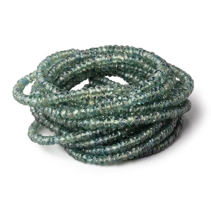 2-4mm Green Sapphire Faceted Rondelle Beads 16 inch 227 pieces