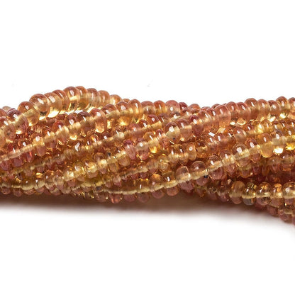 2-4mm Orange Yellow Fancy Sapphire plain rondelles 19 inch 302 beads AA