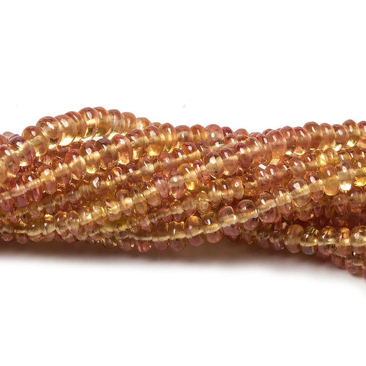2-4mm Orange Yellow Fancy Sapphire plain rondelles 19 inch 302 beads AA