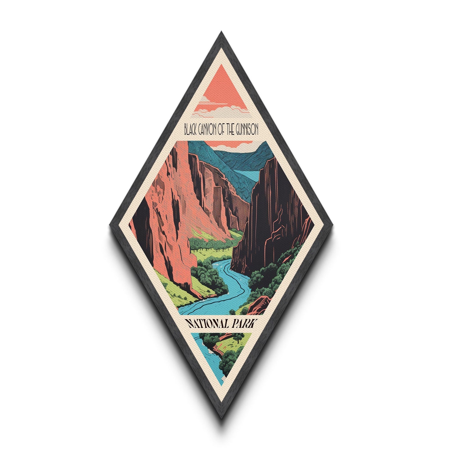 Black Canyon of the Gunnison Diamond Shaped Travel Poster Canvas Art Print, Canvas Wall Art, Travel Gift, Colorado Travel Art