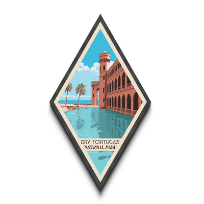 Retro-Reiseposter „Dry Tortugas Nationalpark“ auf Leinwand, Reisedeko-Kunst, Midcentury-Modern-Deko, Florida-Reisekunst