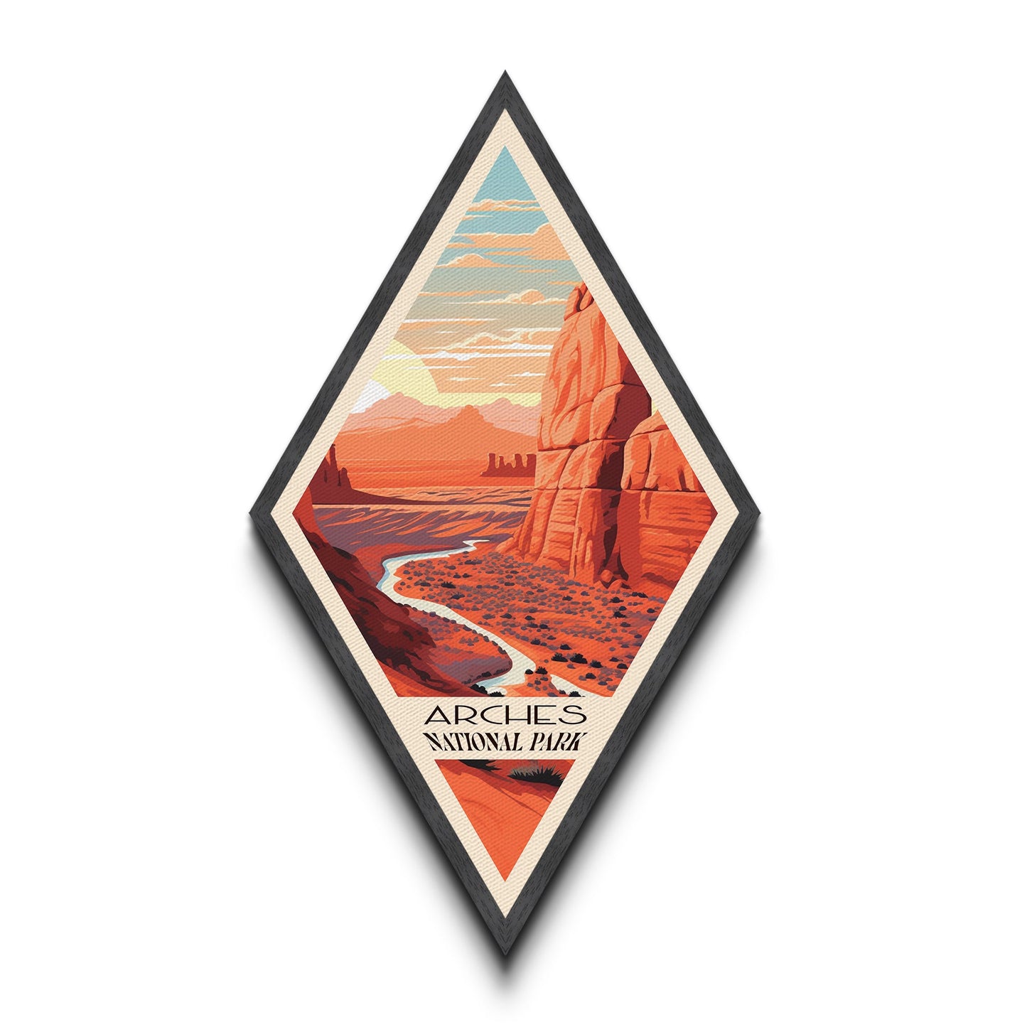 Arches National Park Travel Poster Canvas Texture Print, Travel Decor Art, Midcentury Modern Retro Decor Utah Travel Art