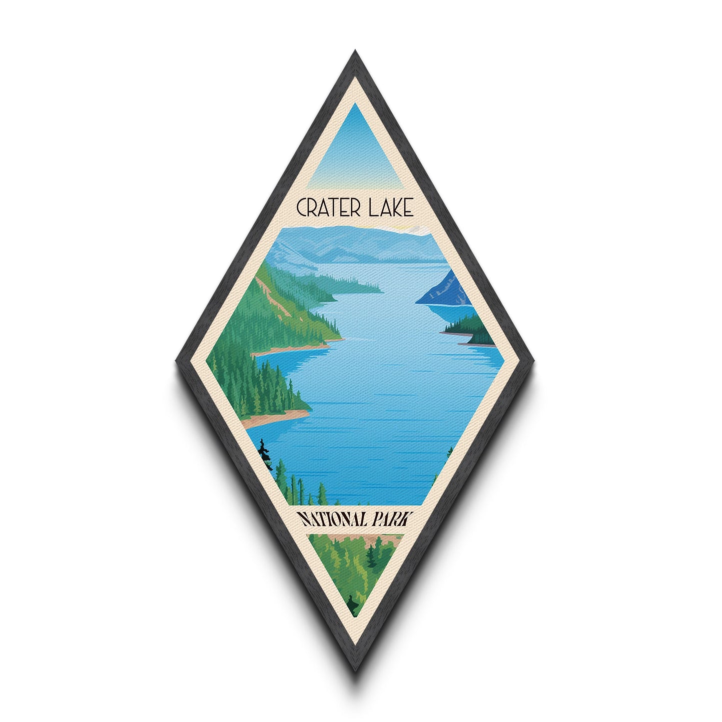 Crater Lake National Park Diamond Formed Adventure Poster Canvas Artwork Print, Canvas Wall Art, Travel Gift, Oregon Travel Art