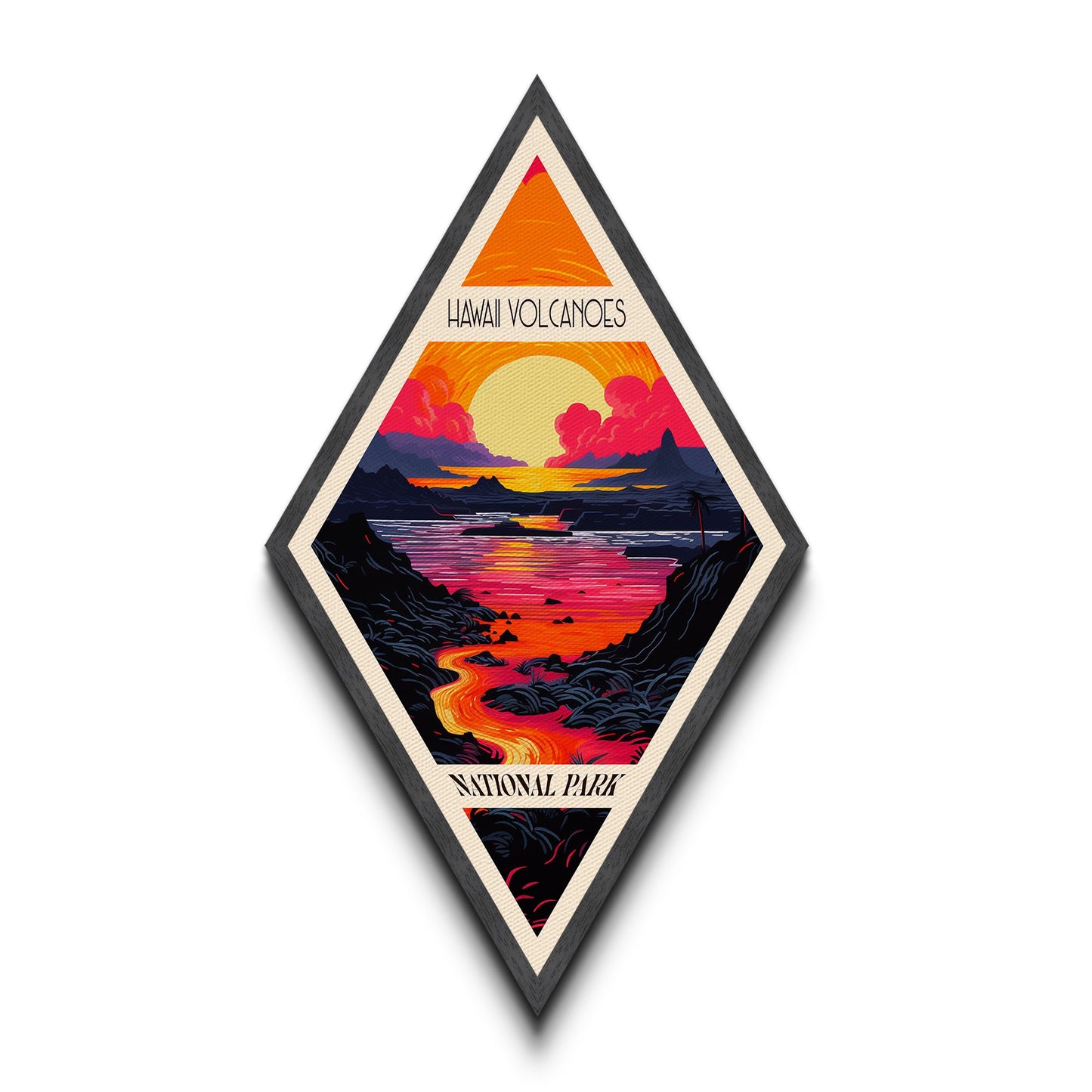 Retro-Poster „Hawaii Volcanoes National Park Adventure Poster Canvas Texture Print“, Reisedekor-Kunstwerk im Midcentury-Modern-Stil, Hawaii-Reisekunst