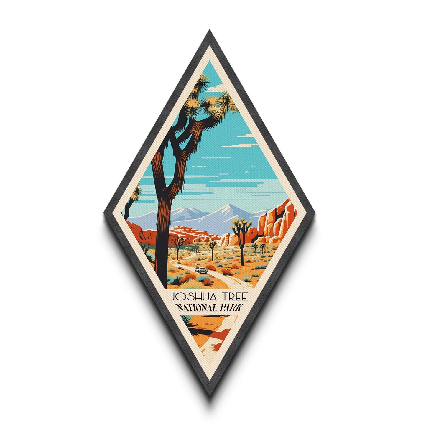 Retro-Reiseposter „Joshua Tree Nationalpark“ auf Leinwand, Reisedeko-Kunst, Midcentury-Modern-Deko, Kalifornien-Reisekunst