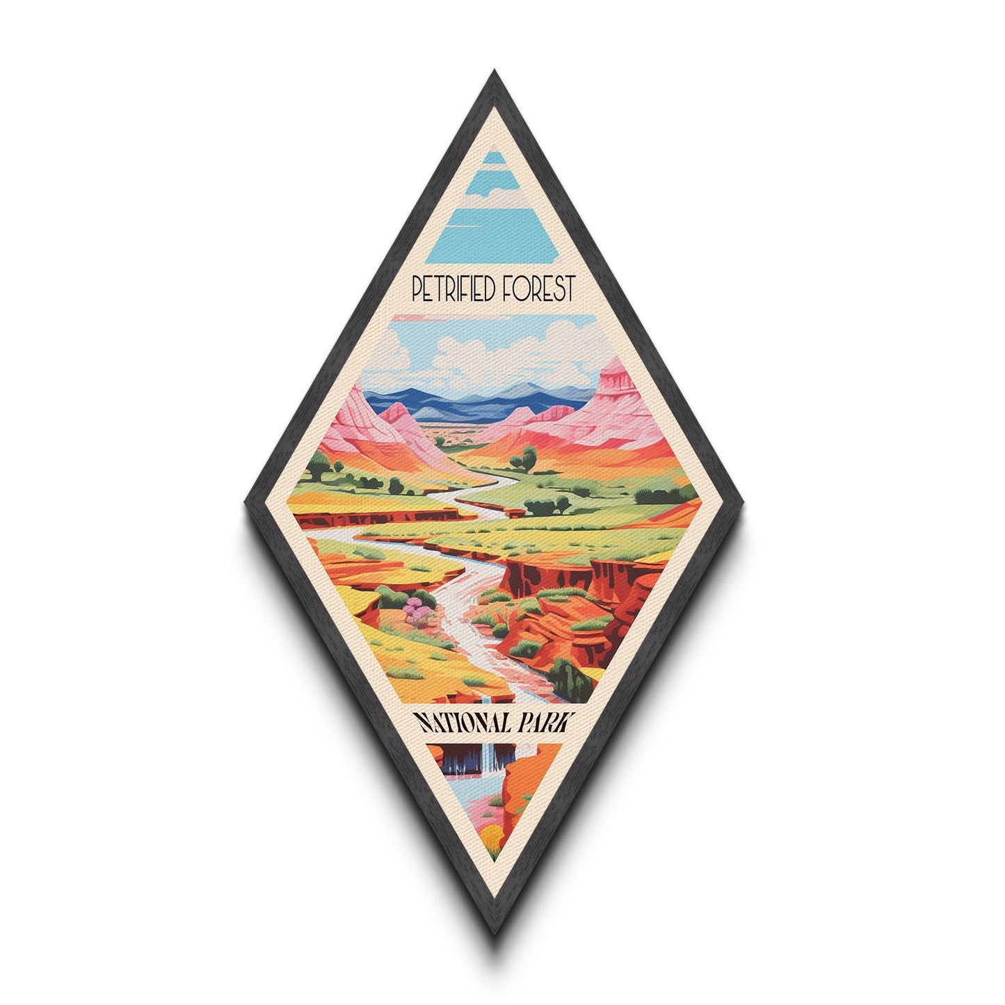 Petrified Forest National Park Adventure Print Canvas Texture Print, Travel Decor Art, Midcentury Modern Retro Decor Arizona Travel Art