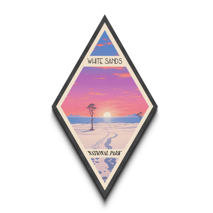 White Sands National Park Diamond Formed Travel Poster Wall Art Art Print, Canvas Wall Art, Travel Present, New Mexico Travel Art