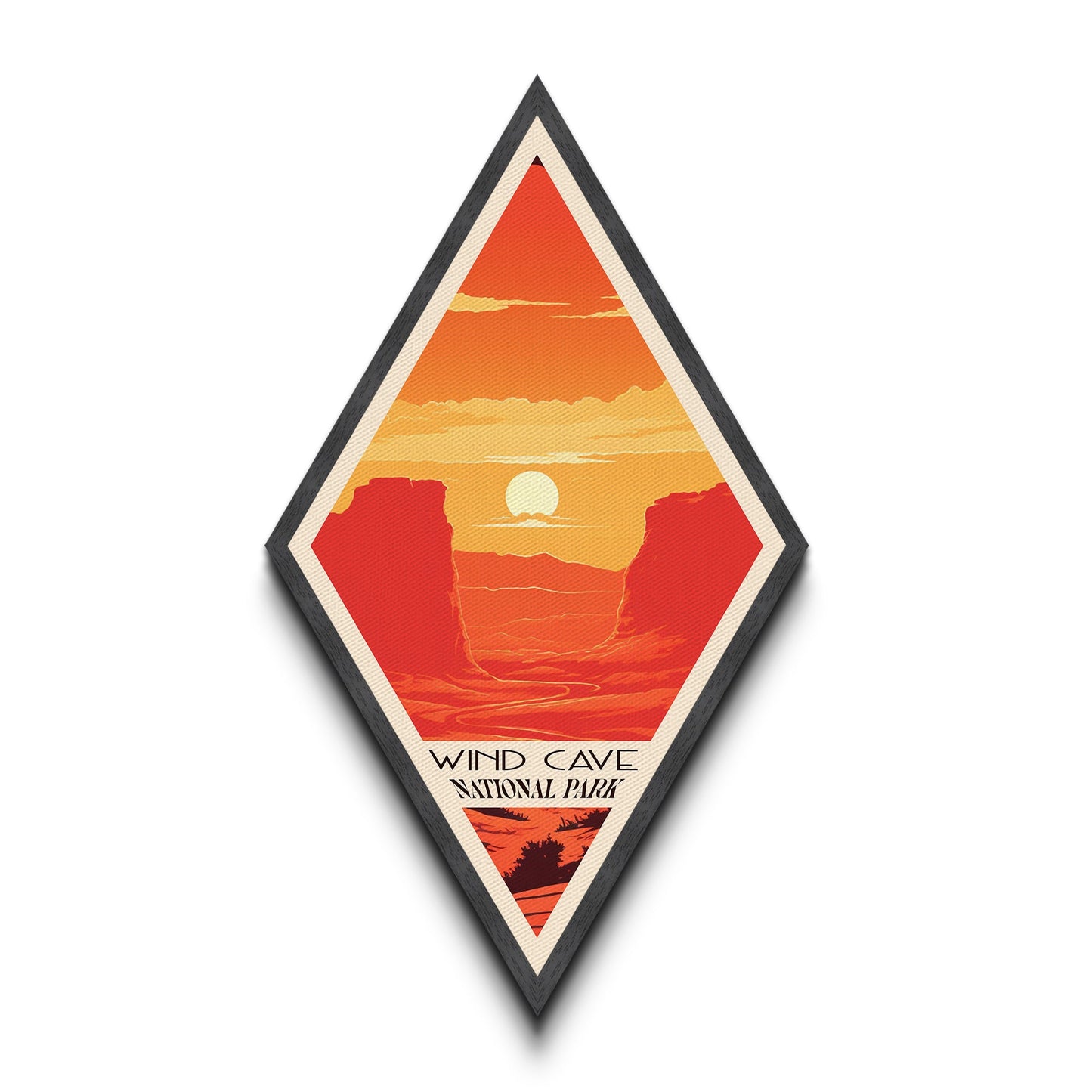 Wind Cave National Park Travel Poster Canvas Texture Print, Travel Decor Art, Midcentury Modern Retro Decor South Dakota Travel Art