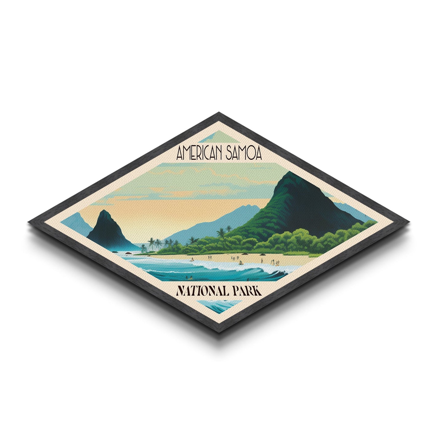 American Samoa National Park Diamond Shaped Travel Poster Art Canvas Art Print, Canvas Wall Art, Travel Gift, American Samoa Travel Art