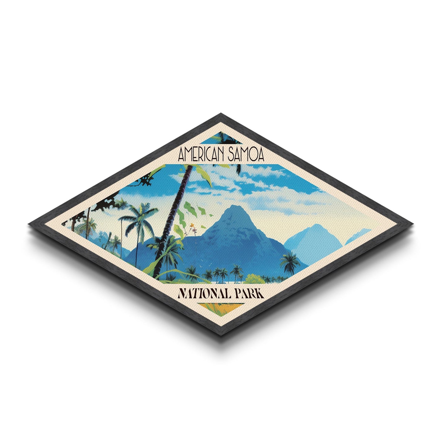 American Samoa National Park Diamond Shaped Travel Poster Artwork Canvas Art Print, Canvas Wall Art, Travel Gift, American Samoa Travel Art