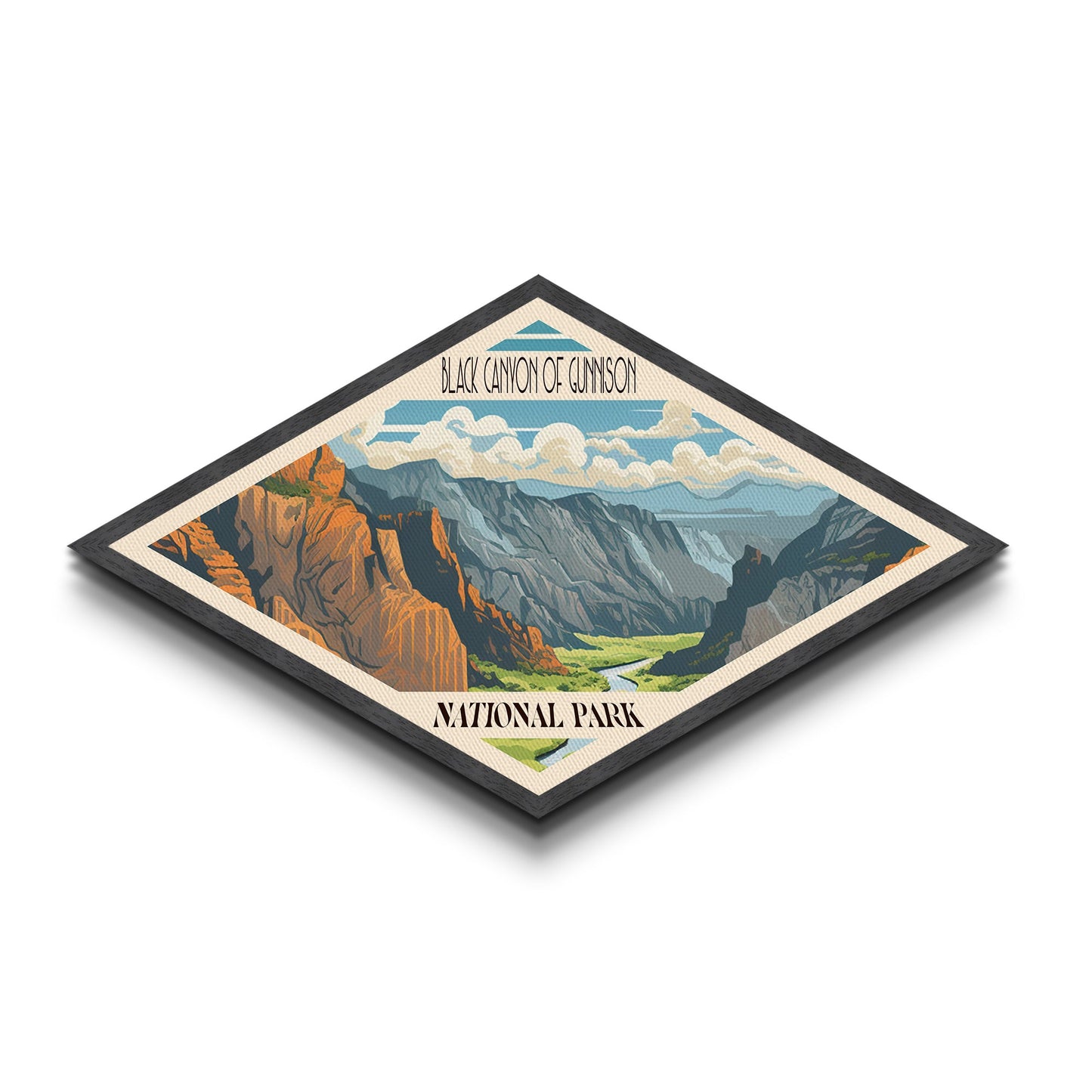 Black Canyon of the Gunnison Diamond Shaped Travel Poster Art Canvas Art Print, Canvas Wall Art, Travel Gift, Colorado Travel Art