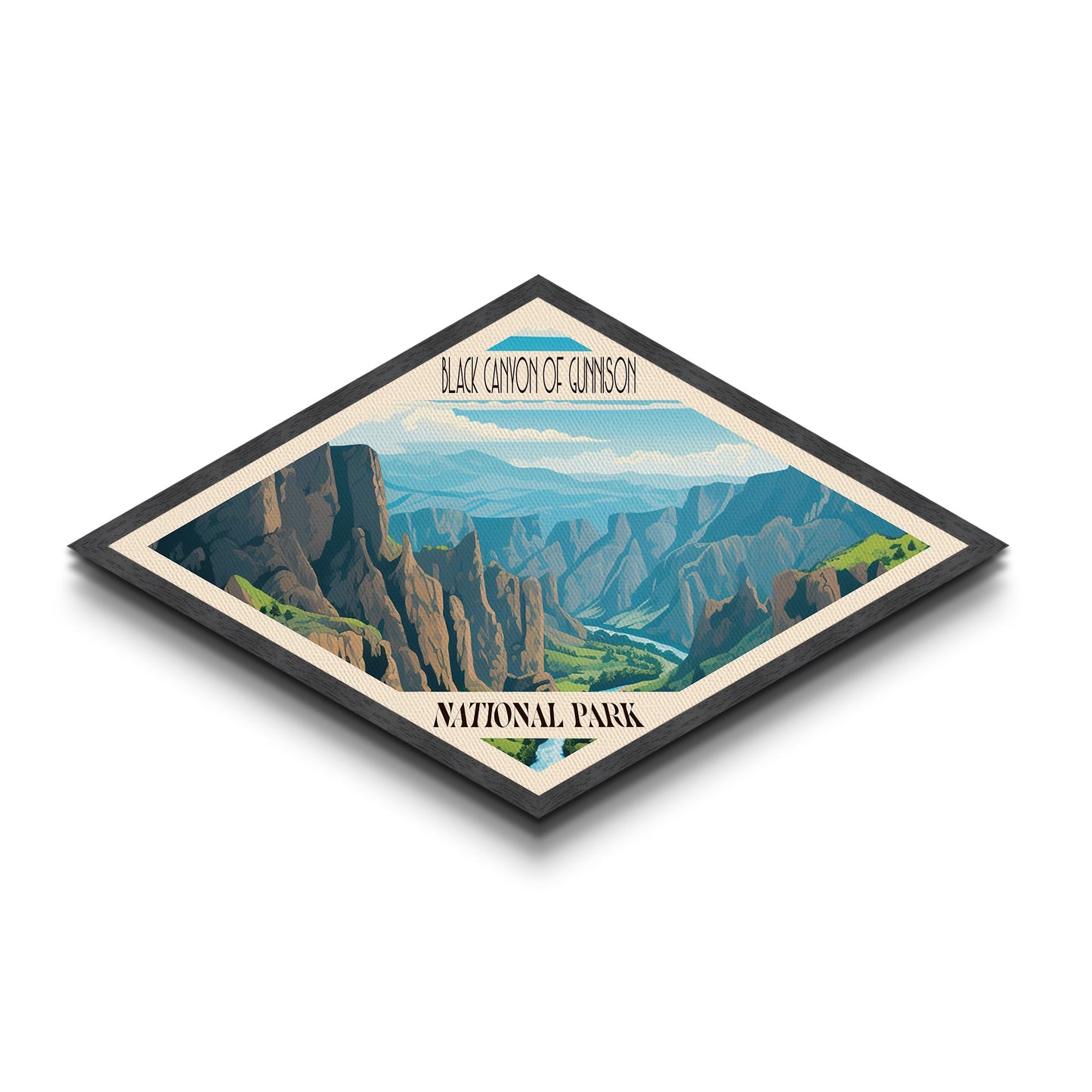 Black Canyon of the Gunnison Diamond-Shaped Adventure Poster Art Canvas Art Print, Canvas Wall Art, Travel Present, Colorado Travel Art