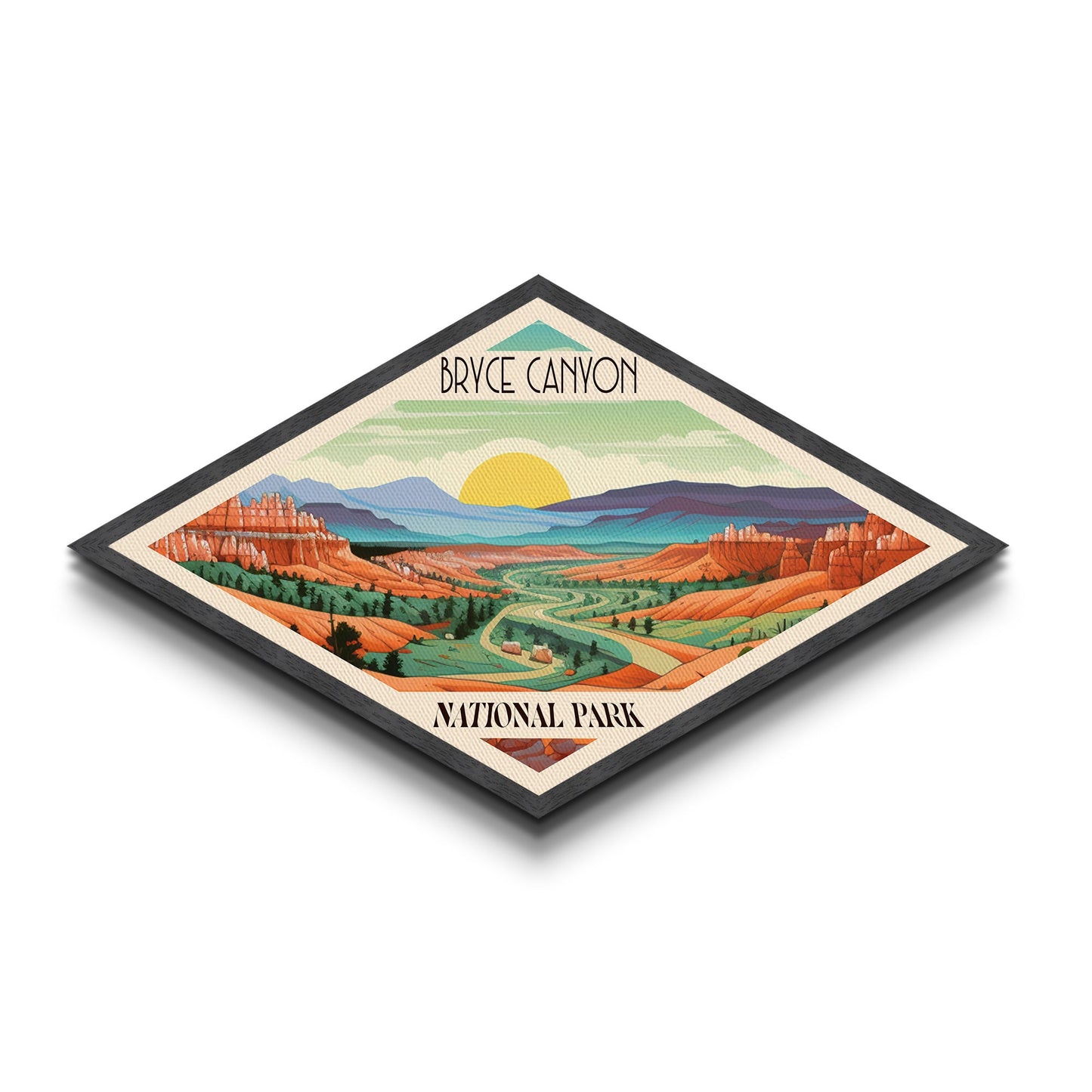 Bryce Canyon National Park Diamond Shaped Travel Poster Art Canvas Art Print, Canvas Wall Art, Travel Gift, Utah Travel Art