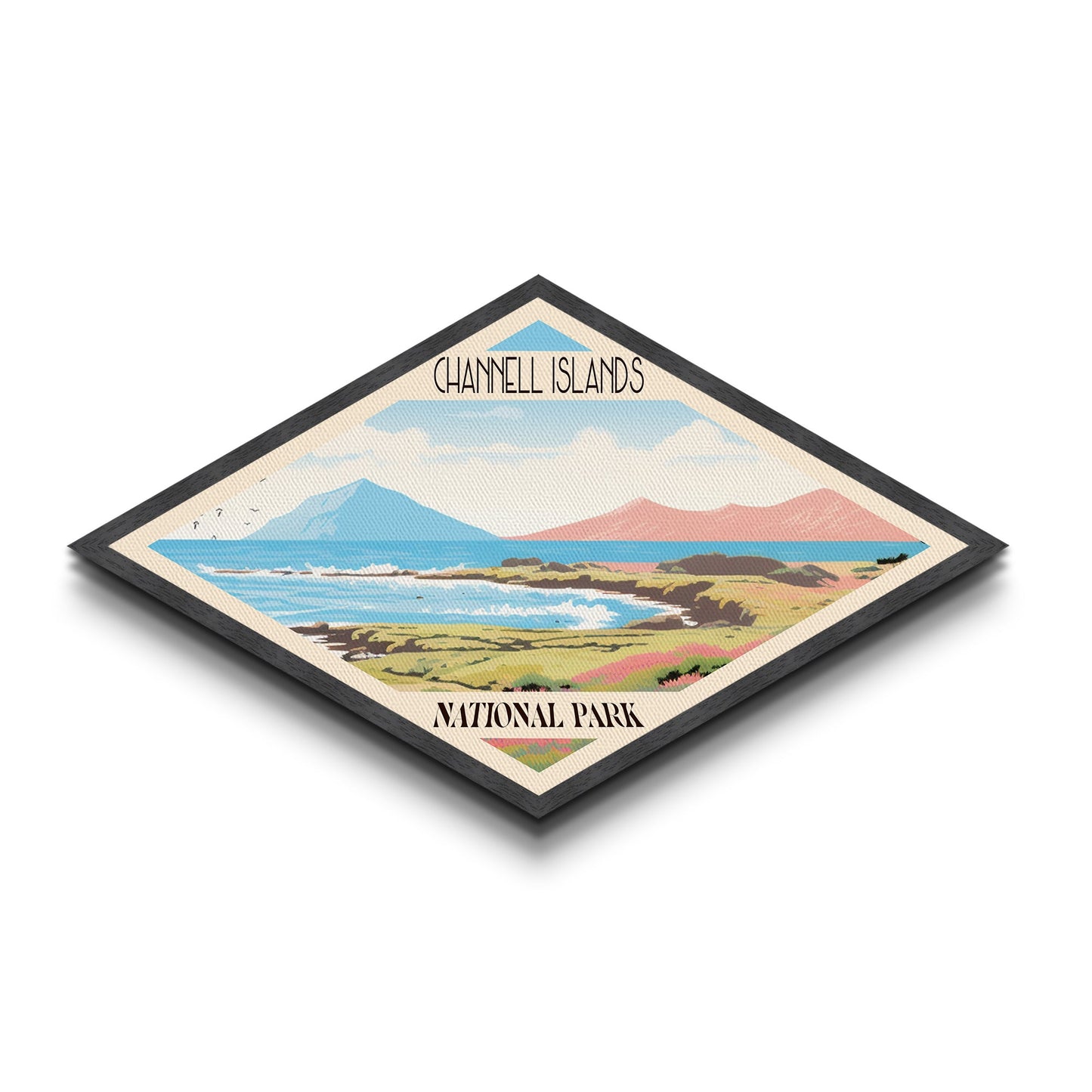 Channel Islands National Park Diamond Shaped Travel Poster Art Canvas Art Print, Canvas Wall Art, Travel Gift, California Travel Art