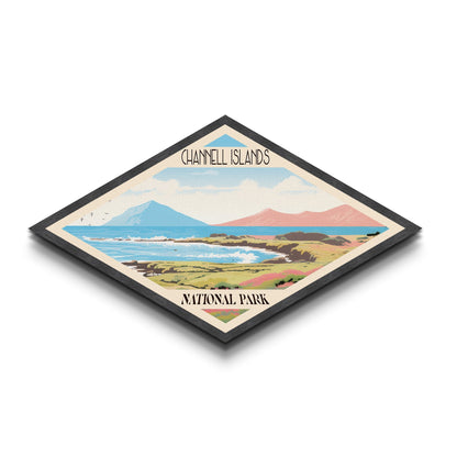 Channel Islands National Park Diamond Shaped Travel Poster Art Canvas Art Print, Canvas Wall Art, Travel Gift, California Travel Art
