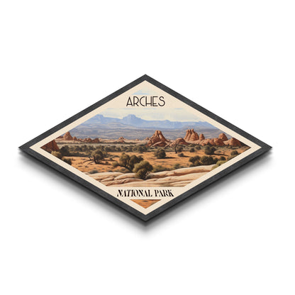 Arches National Park Travel Poster Canvas Texture Print, Travel Decor, Midcentury Modern Retro Decor Utah Landscape