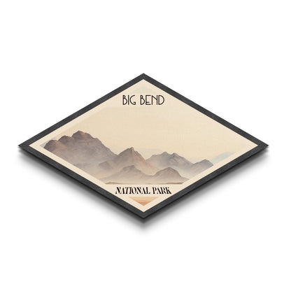 Big Bend National Park Travel Poster Canvas Texture Print, Travel Decor, Midcentury Modern Retro Decor Texas Landscape