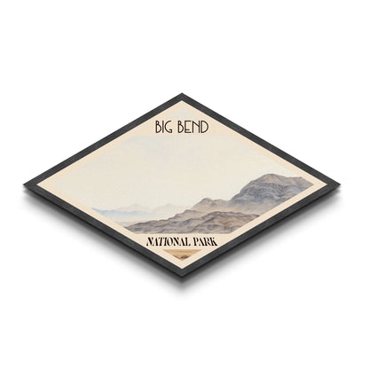 Retro Big Bend National Park Travel Print Wall Art Texture Print, Travel Decor, Midcentury Modern Decor Texas Landscape