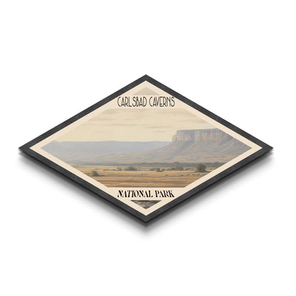 Retro Carlsbad Caverns National Park Travel Poster Canvas Texture Print, Travel Decor, Midcentury Modern Decor California Landscape