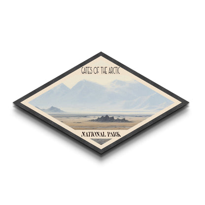 Retro-Reiseposter „Gates of the Arctic Nationalpark“, Leinwanddruck mit Struktur, Reisedekoration, Midcentury-Modern-Dekor, Alaska-Landschaft