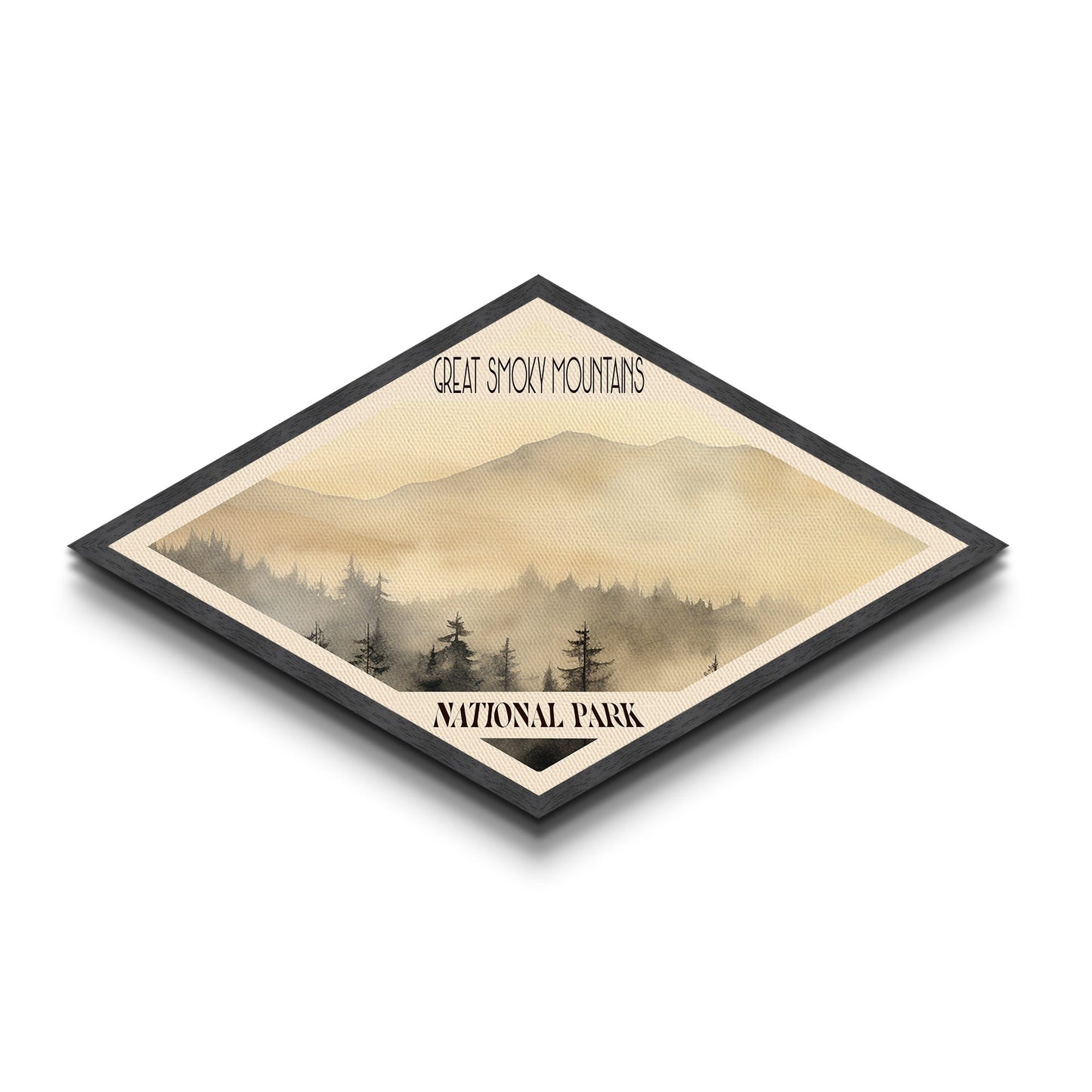 Retro-Reiseposter mit Leinwandstruktur des Great Smoky Mountains Nationalparks, Reisedekoration, Midcentury-Modern-Dekor, Landschaft von North Carolina