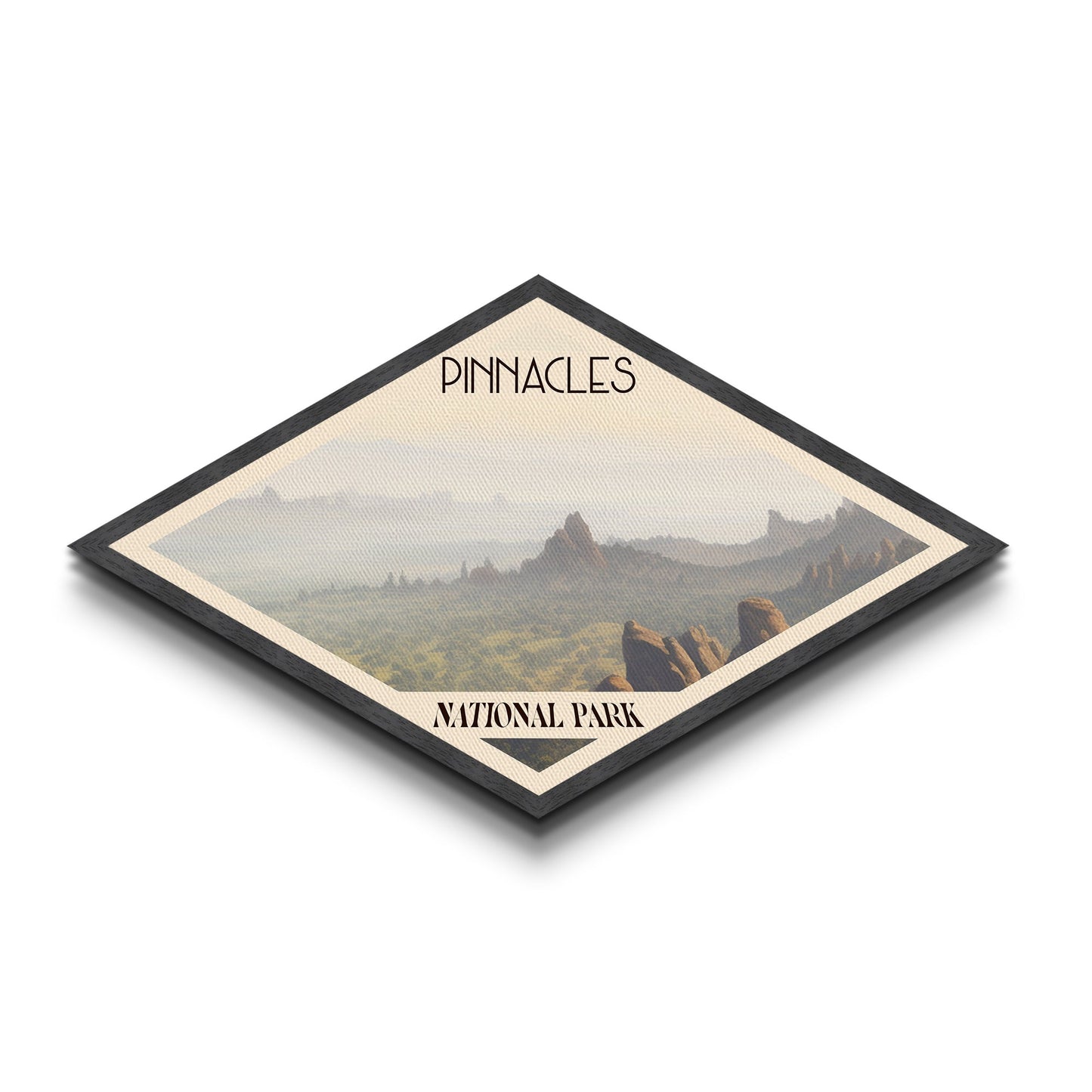 Pinnacles National Park Diamond Shaped Adventure Poster Canvas Art Print, Canvas Wall Art, Travel Present, California Landscape