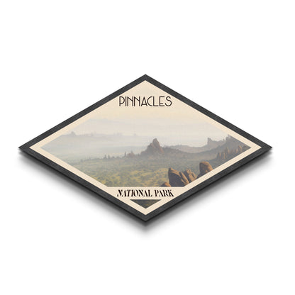 Pinnacles National Park Diamond Shaped Adventure Poster Canvas Art Print, Canvas Wall Art, Travel Present, California Landscape