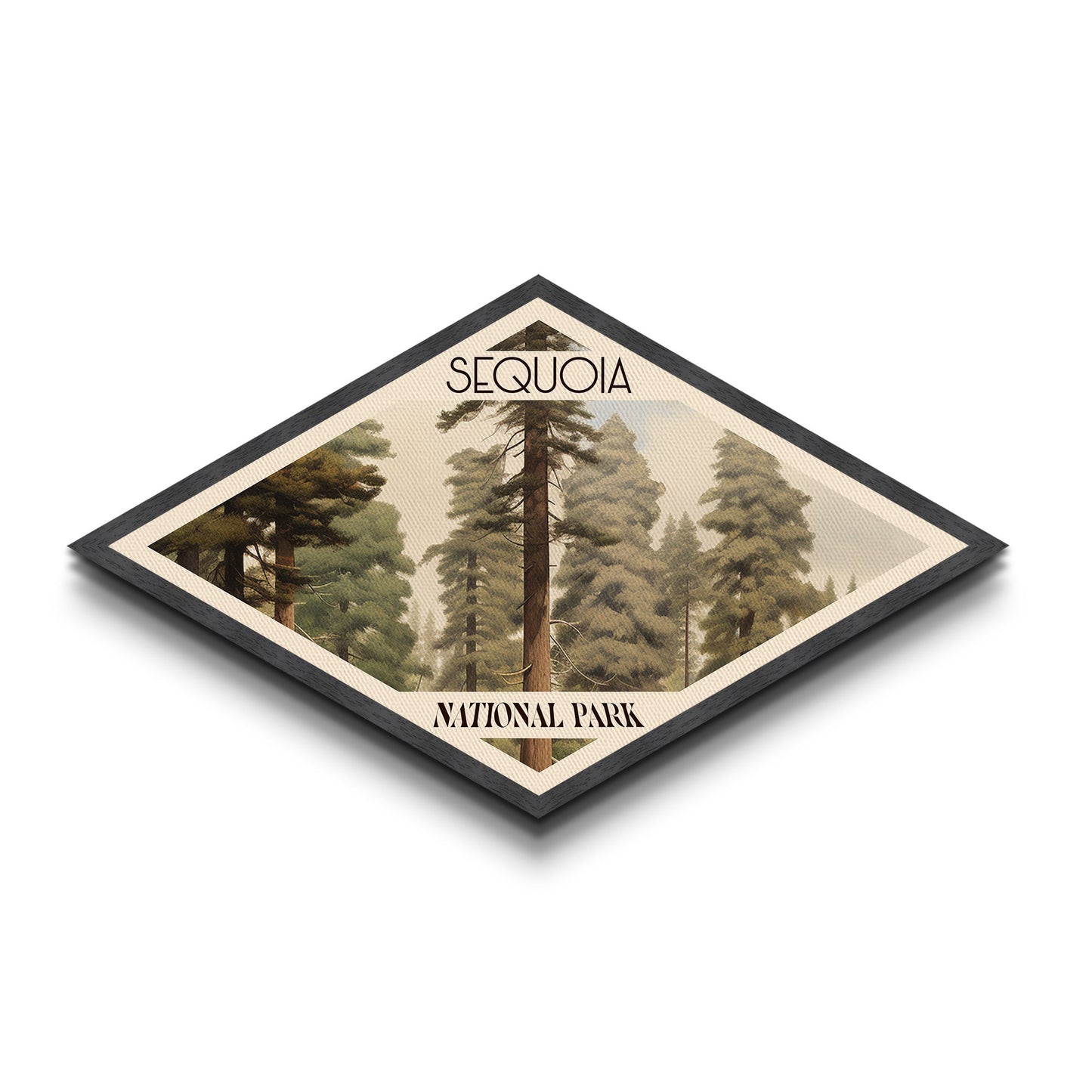 Sequoia National Park Diamond Shaped Travel Print Canvas Art Print, Canvas Wall Art, Travel Present, California Landscape