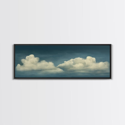 Wide Format Clouds Wall Art - Panoramic Print - Framed Canvas Print - Panoramic Framed Canvas Cloudy Art Print - Clouds On A Blue Sky