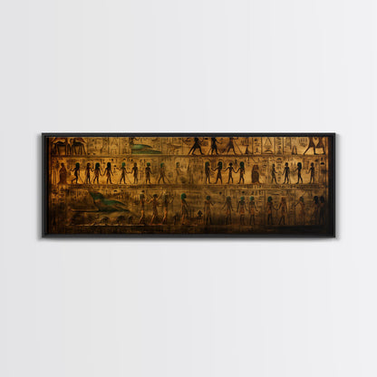 Egyptian Hieroglyphs, Framed Canvas Print, Unique Wall Art, Egyptian Inspired Wall Decor