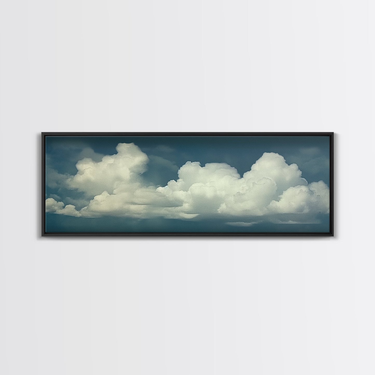 Large Format Clouds Wall Art - Panoramic Print - Framed Canvas Print - Panoramic Framed Canvas Cloudy Art Print - Clouds On A Blue Sky