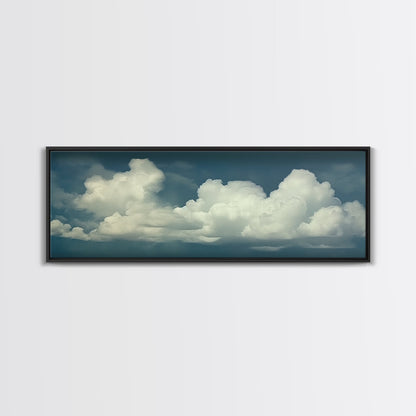 Large Format Clouds Wall Art - Panoramic Print - Framed Canvas Print - Panoramic Framed Canvas Cloudy Art Print - Clouds On A Blue Sky