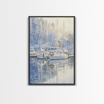 Nautical Christmas Decor, Sailboats On A Frozen Lake, 2024 Christmas Decor, Boho Christmas Decor, Christmas Mantle Decor
