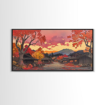 Fall farmhouse wall art, moody landscape, canvas print, rustic Christmas decor, holiday decor, gallery wall, seasonal wall art